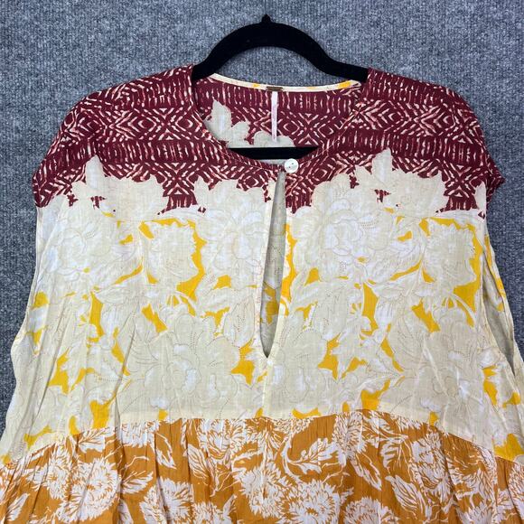 Free People Gotta Have You Cotton Mixed-Print Keyhole Top Size Small - Picture 4 of 10